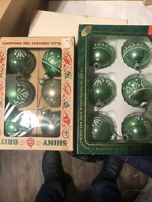 Christmas Ornaments Shiny Brite U.S.A. 12 Green Vintage • $8