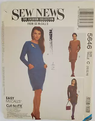 McCalls 5646 Sew News Pattern Misses 1 Or 2 Piece Dress Size 10 12 14 Uncut • $7.19