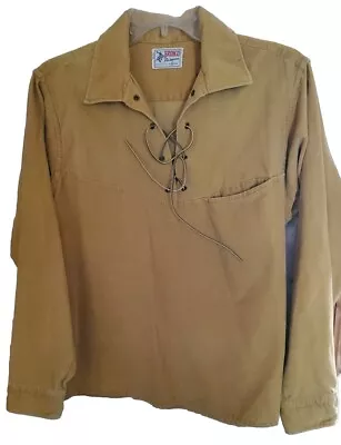 Mens Vtg 1950's Gold Corduroy Western Shirt Rare Pullover Lace-up V-neck Collard • $71.99