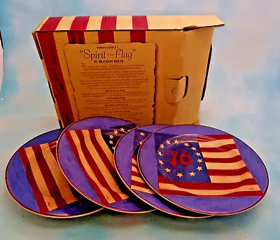 Warren Kimble Sakura  Spirit Of The Flag  Set Of 4 Salad Plates New Open Box • $24.99