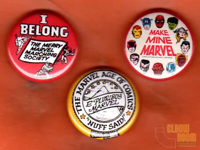 Set Of Three 1  Merry Marvel Marching Society Inspired Pins Buttons MMMS 60s • $3.75
