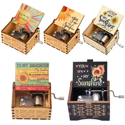 Retro You Are My Sunshine Hand Crank Toy Kid Gift Handmade Wooden Music Box UK • £5.99