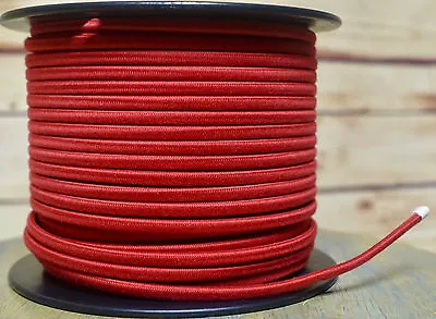 Red 2-Wire Cloth Covered Cord 18ga. Vintage Style Lamps Antique Lights Cotton • $1.29
