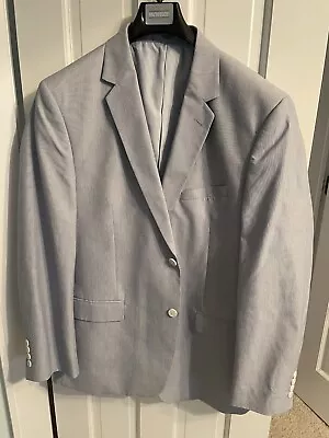 Adolfo Mens Suit Jacket Blazer Sport Coat Sz 42 R White Blue Striped Pinstripe • $34.99