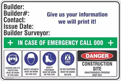 Owner Builder Safety Signs & Stickers - Construction Site Safety Signs Safety Si • $15