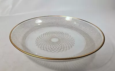 Danish Modern Mid Century Gold Spirograph Decorated Glass Plate Svend Jensen • $19.99