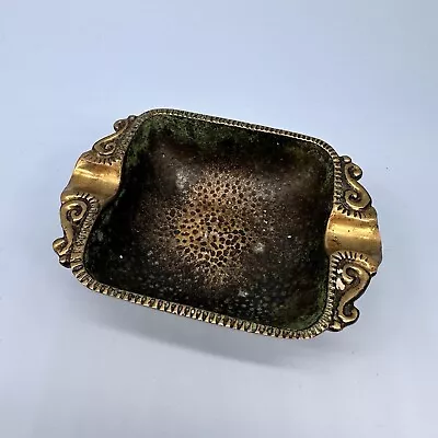 Vintage Mid Century Modern Nordia Solid Brass Cigarette Ashtray Made In Israel • $22