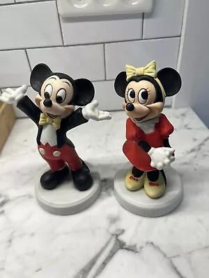 Disney Mickey & Minnie Mouse 7  Bisque Korea 015119660 / 661 Figurines RARE • $25.99