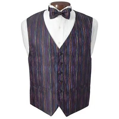 New Mardi Gras Multi Color Tuxedo Vest And Bowtie • $148.50