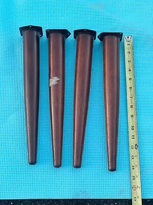 Vintage Set Of 4 Mid Century Modern Walnut Tapered 14” Furniture Legs • $39.99