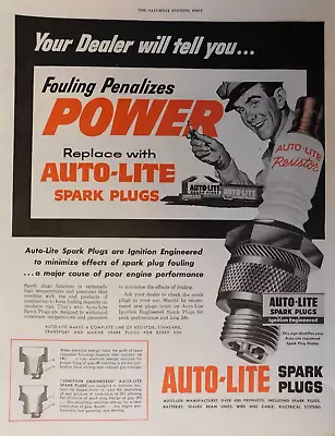 1955 Auto-Lite Spark Plugs Vintage Print Ad Automotive Dealer Car Truck • $12