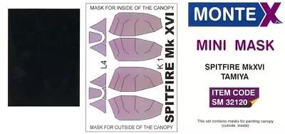 Montex 1/32 SUPERMARINE SPITFIRE Mk.XVI CANOPY PAINT MASK Tamiya • $5.99