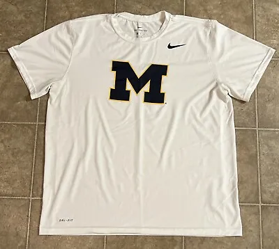 Nike Michigan Wolverines Dri-Fit White/Blue/Maize T-Shirt XL • $15.94