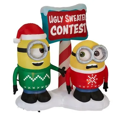 $165 • Buy Christmas 6' Tall Airblown Inflatable Depicable Me Minion Ugly Sweater Contest