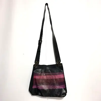 Desigual Bag Black Purple Crossbody Shoulder Strap Polyester Faux Leather Vegan • $34.95