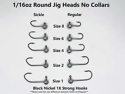 1/16oz Jig Heads Round Ball No Collars Hook Options! Poured In WI! 25 Packs • $5.25