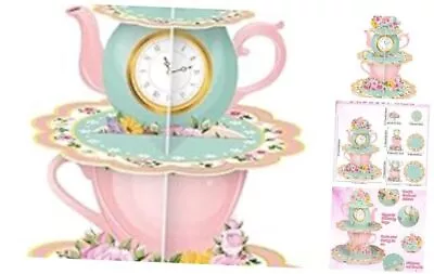 3 Tier Floral Tea Party Cupcake Stand Decorations Spring Vintage Teapot Flower • $20.87