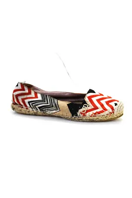 Missoni Orange Label Womens Chevron Knit Espadrilles Loafers White Black Red 36 • $19.99