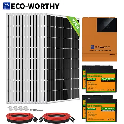 £4799.99 • Buy 10.2KWH/DAY 2550W 48V Off Grid Solar Panel Kit Complete Power System Home Shed