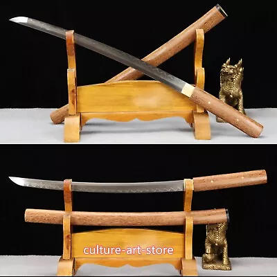 Handmade Shirasaya Samurai Wakizashi T10 Steel Clay Tempered Blade Sharp • $201.39
