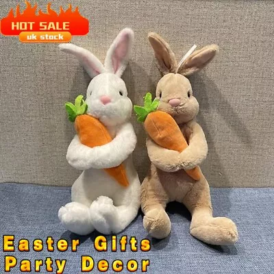 Easter Bunny Plush Rabbit DollBunny Hugging Carrot Plush Toy Easter Gifts Decor • £9.65