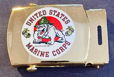 US Marine Corps Belt Buckle Bulldog Diann Wilson Creation 1983 All Brass • $10.99