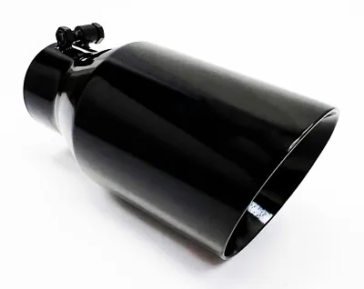 Exhaust Tip 2.25  Inlet 4.00  Outlet 8.00  Long Slant Angle Black Stainless Stee • $44