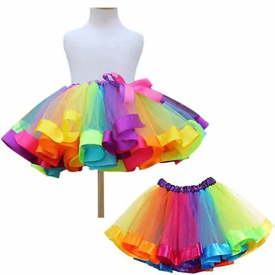 £4.99 • Buy Kids Child Girls Rainbow Colorful Tutu Skirt Tulle Tutu Mini Dress Dancewear UK