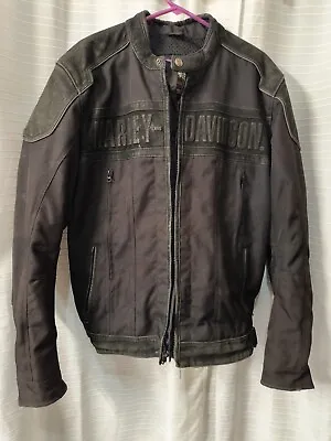 Harley Davidson Motorcycle Combination Jacket Leather And Nylon Shell Men Tall L • $95