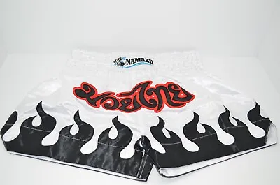 New Muay Thai Short Sz XL Kickboxing Boxing MMA UFC White Flames Namazu Sport XL • $25