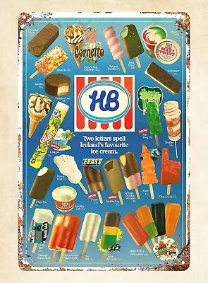 1980s HB Ice Cream Poster Metal Tin Sign Living Room Wall Decor • $15.93