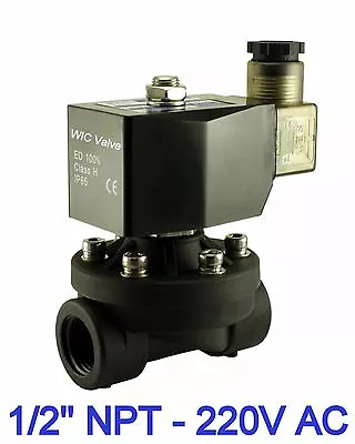 1/2  Inch Plastic Electric Air Water Zero Differential Solenoid Valve NC 220V AC • $37.99