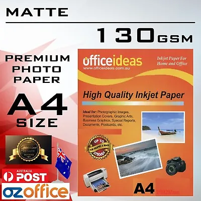 $19.90 • Buy 130GSM A4 MATTE Photo Paper For Canon Epson HP Xerox Lexmark Inkjet Printer