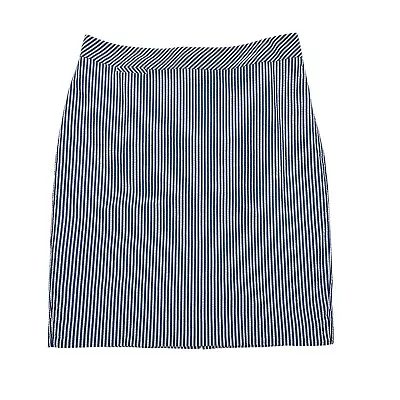 J Crew Blue White Seersucker Striped Pencil Skirt Size 8 Summer Preppy Office • $19.99