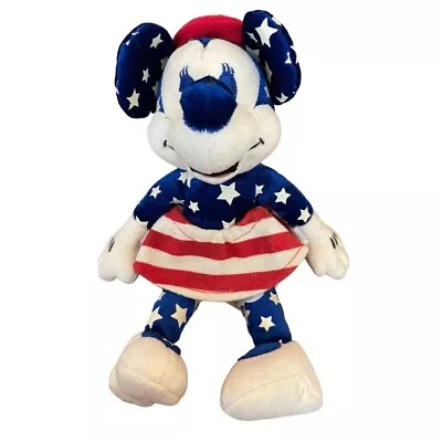 Disney Store Patriotic Red White Blue Minnie Mouse Blue Nose 9  Plush • $19