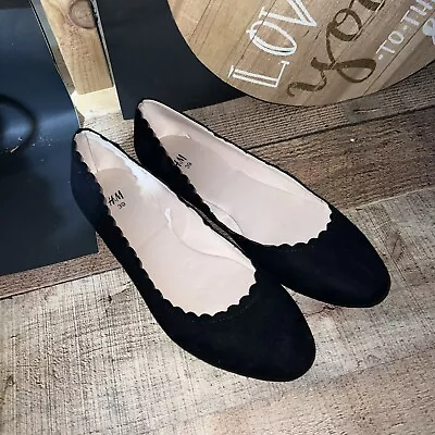 H&M Ballet Flats Shoes Womans Black 39 8 323 • $8.95