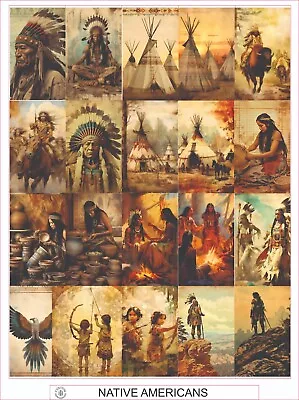 Native Americans -  Complete Sheet Of 25 Stickers • $6.99