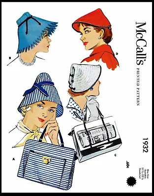 McCall's # 1932 Hat Cap & Bag Fabric Sewing Pattern Chemo Cancer Alopecia 1 Size • $5.49