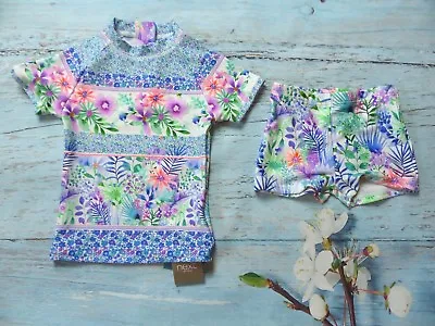 BNWT Next Girls UV 50+ Surf Suit Sunsuit Swimsuit Floral Two Piece HW • £9