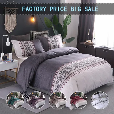 $46.99 • Buy Bohemian All Size Floral Duvet/Doona/Quilt Covers Set Double Queen King Size Bed