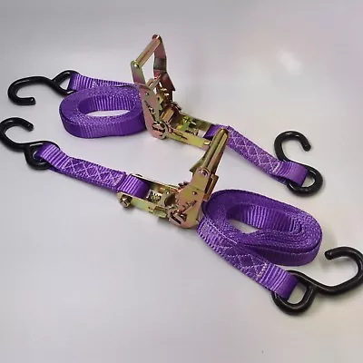 Set Of 2 -1  X 10' RATCHET TIE DOWN STRAPS FOR ATV Motorcycle Color Purple • $31.63