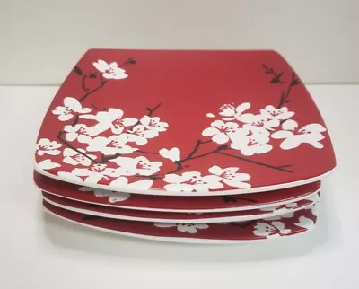 222 Fifth Mia Blossom Cherry Blossom Red & White Appetizer Saucers 4  • $27