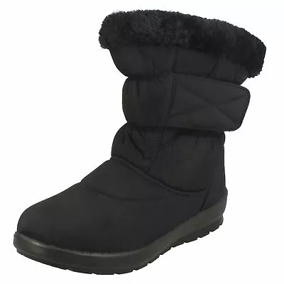 Ladies Spot On Pull On Riptape Fleece Lined Synthetic Snowboots F5R0790 • £9.99