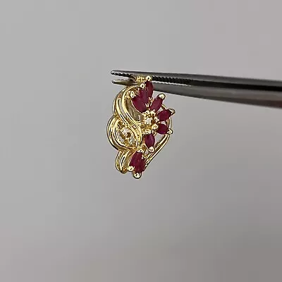 14k Yellow Gold Marquise Ruby & Diamond Slide Pendant Enhancer .75  • $225