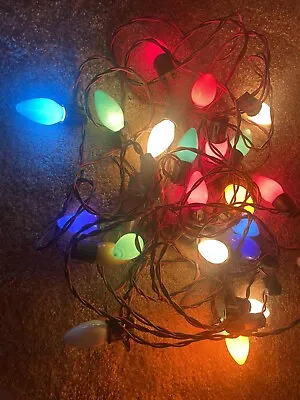 Vintage C9 Christmas Inside Painted Lights 25 Bulbs Red Green Wire Clips *READ • $12.99
