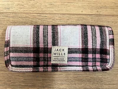 Jack Wills Make Up Brush Case Pink Tartan Pouch VGC • £5