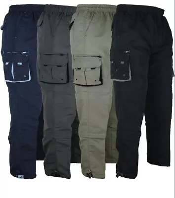 Mens 3 IN 1 Combat Trousers Cargo Pants Shorts 3/4 Zip Off Light M To 5XL Summer • £14.90