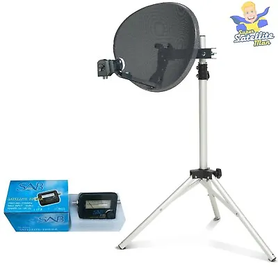 60cm Dish 2 Way LNB To FIT Sky Q & Tripod + Satellite Finder Portable Camping • £70.99