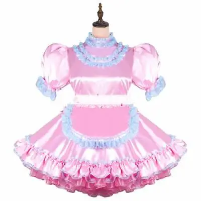 Maid Sissy Girl Pink Satin Lockable Dress Cosplay Costume Custom Made • $16.19