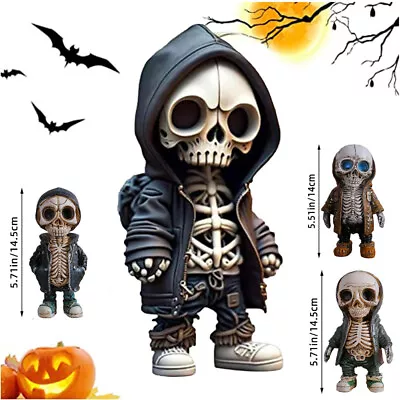 Cool Skeleton Figurines Halloween Skeleton Doll Resin Crafts Mini Skull Ornament • $4.99